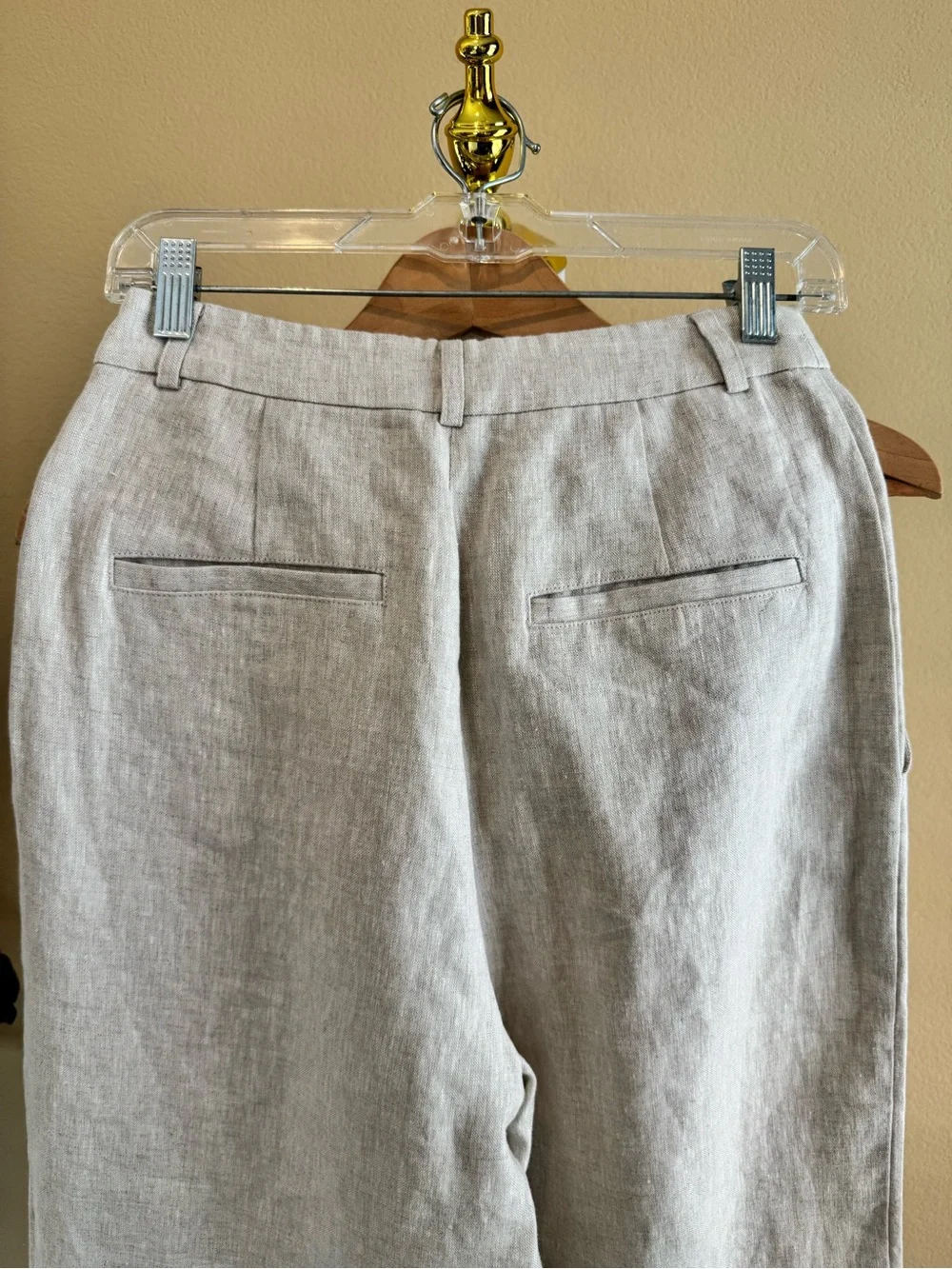 Reformation Mason Linen High Rise Wide Leg Pleated Pant Beige Women 2 Like New